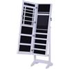 Easycomfort Armadio Portagioielli Portagioie Specchio Regolabile 20 Luci LED, Legno, Bianco, 40x37x146 cm