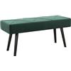 EasyComfort Panca Imbottita Fondoletto in Tessuto Effetto Velluto e Acciaio, 100x36x45 cm, Verde e Nero
