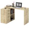 EasyComfort Scrivania Angolare per PC con 3 Cassetti e Ripiani Aperti, in Legno e Metallo, 117x83.5x76 cm, Noce