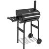 EasyComfort Barbecue a Carbone con Coperchio, Termometro e Camino, Ripiani e Ruote, Nero