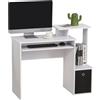 EasyComfort Scrivania Moderna con Mensola per Tastiera e Cassetto in Tessuto, 100x40x86.6cm, Bianco e Nero