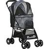 EasyComfort Passeggino per Cani con Cesto, Cuscino e 2 Guinzagli, in Acciaio e Tessuto Oxford, 81x48x99 cm, Nero e Grigio