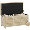 EasyComfort Baule da Esterno 185L a 2 Ruote con Telo Interno e Coperchio, in Legno di Abete, 110x50x50 cm, color Legno