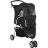 EasyComfort Passeggino per Cani Piccoli Pieghevole con Ruote Girevoli e Freno, 75x45x97 cm, Nero