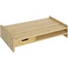 EasyComfort Supporto Monitor con Spazio per Mouse e Tastiera e Ripiano con Cubo Portaoggetti, in Bambù, 49x25.5x11.5 cm