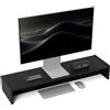 EasyComfort Supporto per Monitor con 2 Vani Contenitore in Legno, 100x27x15 cm, Nero