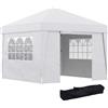 Easycomfort Gazebo Pieghevole 3x3 m con Altezza Regolabile, con Design Pop Up e Finestre, Bianco