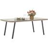 EasyComfort Tavolino da Giardino in Rattan PE con Piano in Vetro e Acciaio, 110x60x40 cm, Legno Naturale