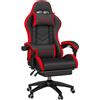 EasyComfort Sedia da Gaming con Altezza Regolabile e Schienale Reclinabile, 65x65x121-129 cm, Nero e Rosso