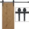 EasyComfort Kit per Porta Scorrevole in Stile Rustico con Binario 200cm e Rotelle, Nero
