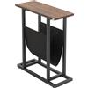 Easycomfort Tavolino da Salotto in Truciolato e Acciaio con Borsa Portaoggetti in Tessuto Oxford, 49x19x55 cm, Marrone e Nero