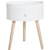 Easycomfort Tavolino da Salotto Moderno in Legno, Tavolino Rotondo con Cassetto, Tavolino da Caffè per Soggiorno e Camera, Bianco