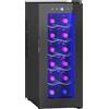 EasyComfort Cantinetta Frigorifero per 12 Bottiglie con Doppio Controllo Temperatura, Ripiani Regolabili e Luci, Nero