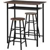 Easycomfort Tavolo Alto con 2 Sgabelli per Cucina, Soggiorno, Bar, Struttura in Acciaio con Poggiapiedi e Mensola