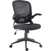 EasyComfort Sedia da Ufficio Ergonomica con Altezza Regolabile, Braccioli Ribaltabili e Tessuto a Rete, Nero