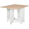Easycomfort Tavolo Consolle a Ribalta con Vano Mensola, Tavolino da Salotto e Cucina, Tavolo a Ribalta, Pieghevole, Salvaspazio, Color Legno e Bianco, 118x80x72cm
