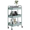 EasyComfort Carrello da Cucina a 3 Livelli con Maniglie e 4 Rotelle, in Acciaio, 45x30.6x79 cm, Azzurro