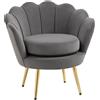 Easycomfort Poltrona a Conchiglia, Poltroncina Vintage, Poltroncina da Camera e Salotto, Design Elegante, con Schienale Alto, 76x67x74cm, Grigio
