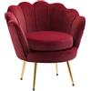 Easycomfort Poltrona a Conchiglia, Poltroncina Vintage, Poltroncina da Camera e Salotto, Design Elegante, con Schienale Alto, 76x67x74cm, Rosso Scuro