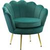 Easycomfort Poltrona a Conchiglia, Poltroncina Vintage, Poltroncina da Camera e Salotto, Design Elegante, con Schienale Alto, 76x67x74cm, Verde Scuro