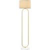 EasyComfort Lampada da Terra Moderna con Paralume in Tessuto, Doppio Tubo Metallico e Interruttore a Pedale, Oro