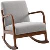 Easycomfort Poltrona a Dondolo Imbottita, Design Vintage in Legno e Poliestere Grigio, per Interni, Ufficio, Soggiorno, 64x86x80cm