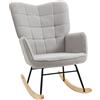 EasyComfort Poltrona a Dondolo Imbottita in Legno e Acciaio con Rivestimento Bouclé, 71x98x101 cm, Grigio