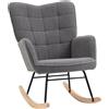 EasyComfort Poltrona a Dondolo Imbottita in Legno e Acciaio per Soggiorno e Camera da Letto, 71x98x101 cm, Grigio Scuro