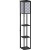 Easycomfort Lampada Lampadina da Terra Salvaspazio con Ripiani Durevole Cotone, MDF 26 x 26 x 160 cm Nero, bianco