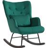 EasyComfort Poltrona a Dondolo in Velluto con Schienale Alto a Bottoni, Cuscino e Braccioli, Verde