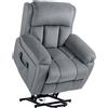 EasyComfort Poltrona Alzapersona a 8 Punti Massaggianti e Tasca Portaoggetti, in Finta Pelle e Acciaio, 90x95x103 cm, Grigia