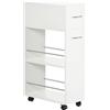 Easycomfort Carrello da Cucina in Truciolato e Acciaio Inox con 2 Ripiani Aperti, Cassetto Estraibile e Parapetti, 25x50x85 cm