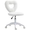 EasyComfort Sedia da Ufficio Imbottita con Schienale a Cuore e Rotelle, Poltrona moderno in Velluto Teddy e Plastica, 45x56x78-88 cm, Bianco