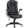 EasyComfort Sedia da Ufficio in Finta Pelle PU con Braccioli Ribaltabili, Schienale Alto e Dondolo, Nero