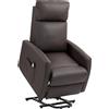 EasyComfort Poltrona Alzapersona Reclinabile a 145° con Telecomando e Poggiapiedi, in Pelle PU Marrone Scuro, 67x95x105 cm