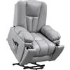 EasyComfort Poltrona Alzapersona Reclinabile con 8 Punti Massaggianti e Telecomando, in Microfibra, 94x96x106 cm, Grigio