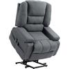 EasyComfort Poltrona Alzapersona Reclinabile con 8 Punti Massaggianti, in Tessuto Effetto Lino, 97x90x102 cm, Grigio