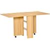 Easycomfort Tavolo da Pranzo Pieghevole, Tavolo a Ribalta per 4-6 Persone, Tavolo da Cucina Salvaspazio Moderno con 2 Ripiani e 2 Ruote, in Legno, 140x80x74 cm, Color Legno