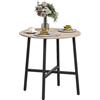 EasyComfort Tavolo da Pranzo Rotondo e Industriale per 2 Persone, in Legno e Acciaio, Ø80x75 cm, Nero e color Legno