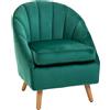 Easycomfort Poltrona da Camera da Letto e Salotto in Velluto Verde con Imbottitura Spessa e Solida Struttura in Legno (67x65x77cm)