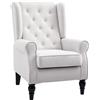 EasyComfort Poltrona da Salotto Imbottita in Tessuto con Schienale Trapuntato, 74x86x102cm, Bianco Crema