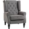 EasyComfort Poltrona da Salotto Stile Francese con Gambe in Legno e Cuscini Sfoderabili, 74x86x102 cm, Grigio