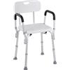 EasyComfort Sedia per Doccia in Alluminio con Altezza Regolabile e Piedini Antiscivolo, 51.5x51.5x71-84cm, Bianco