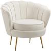 Easycomfort Poltrona di Design Stile Vintage Imbottita in Velluto, 79x77x77cm, Crema