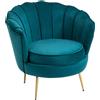 Easycomfort Poltrona di Design Stile Vintage Imbottita in Velluto, 79x77x77cm, Verde Petrolio