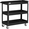 EasyComfort Carrello Porta Attrezzi a 3 Livelli in Acciaio con Bordi Alti e 4 Ruote Girevoli, 83x35.3x76 cm, Nero