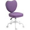 EasyComfort Sedia per Scrivania a Cuore con 5 Rotelle e Altezza Regolabile in Tessuto, 40x50x79-89cm, Viola