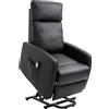 Easycomfort Poltrona Elettrica Alzapersona 45°, Poltrona Relax Elettrica Reclinabile a 145° con Telecomando e Poggiapiedi, in Pelle PU Nero, 67x95x105 cm