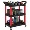 EasyComfort Carrello Porta Attrezzi a 3 Livelli in Plastica con Maniglie e Ruote, Capacità 91 kg, 83x43x97 cm, Rosso