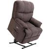 Easycomfort Poltrona Elettrica Alzapersona Reclinabile 150°, Poltrona Relax Elettrica in Velluto con Connettore USB, Motore, Telecomando, Poggiapiedi e Tasche Laterali per Anziani, Marrone